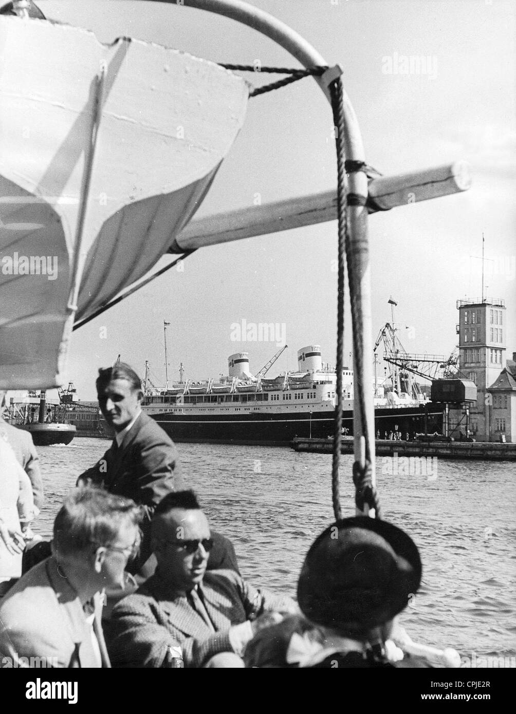 La vista del porto della città polacca chiamato Gdynia, 1938 Foto Stock