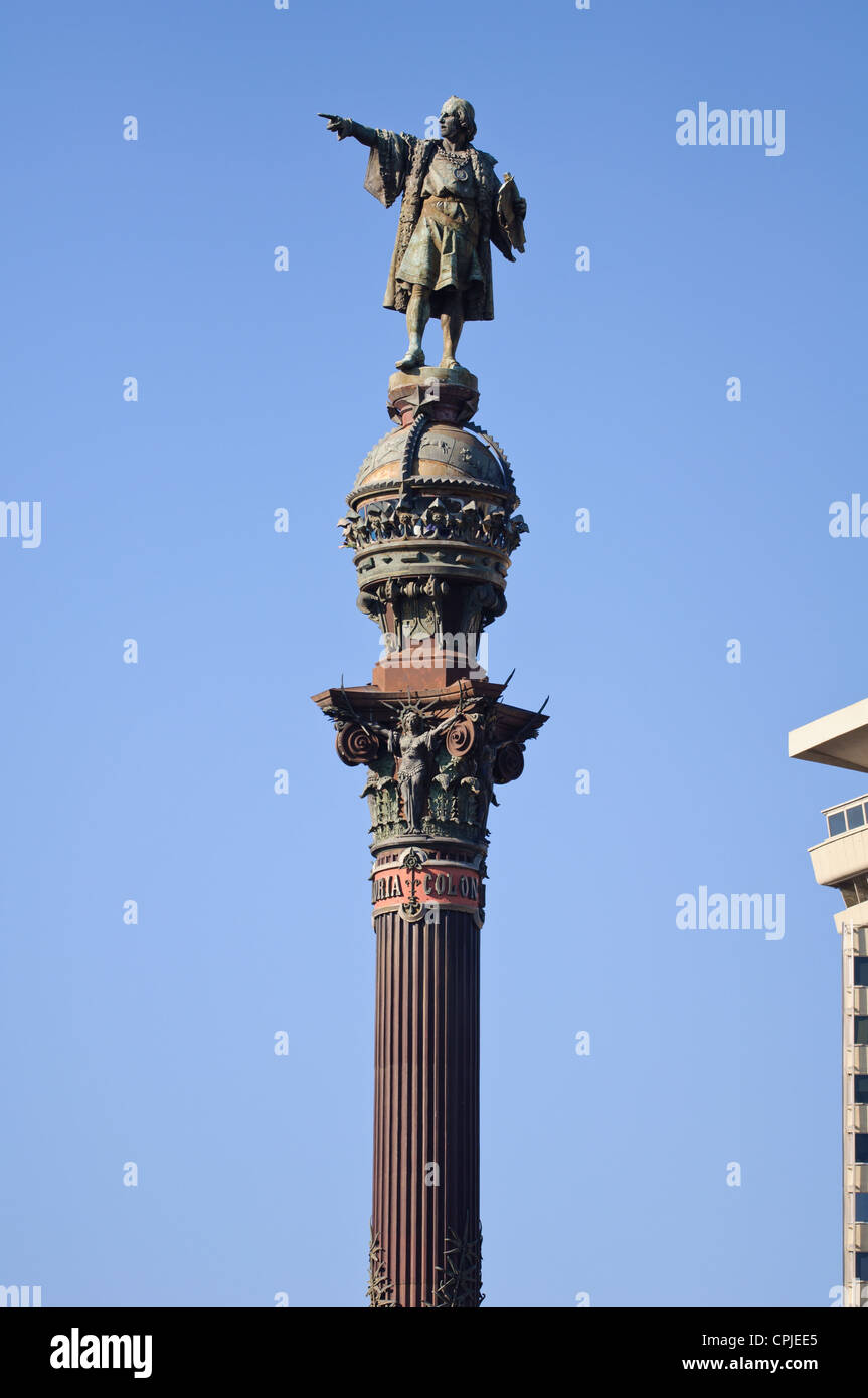 Barcellona, Spagna - Dicembre 2011 : il Monumento di colombo visto dal Passeig de Colom. Barcellona, Spagna. Foto Stock