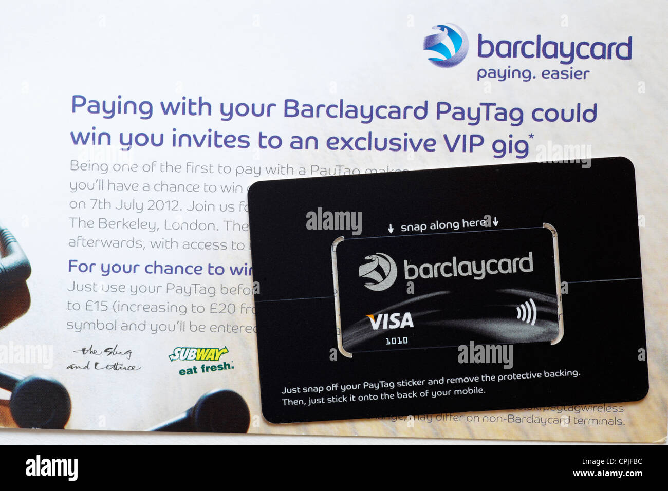 Barclaycard Paytag con lettera di accompagnamento Foto Stock