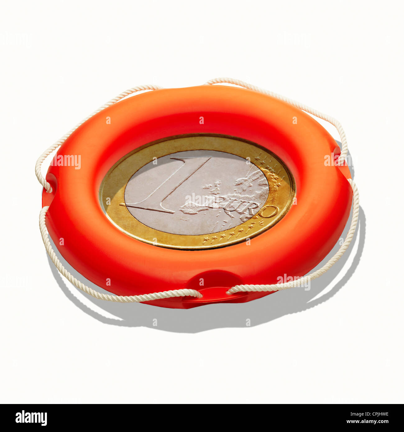 Euro e Salvagente - mantenendo la Euro a galla Foto Stock
