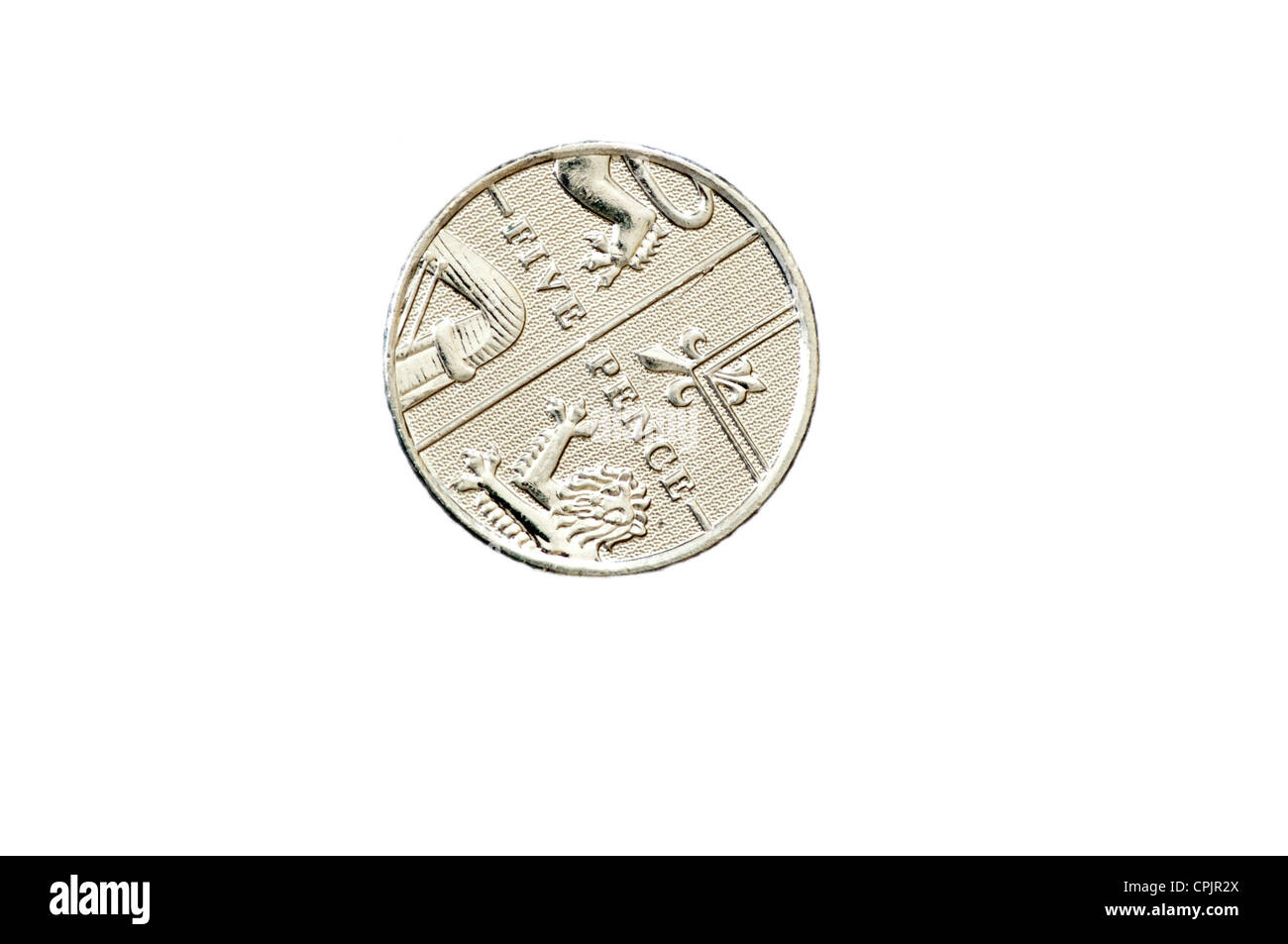 Cinque Pence 5p moneta la valuta britannica Foto Stock