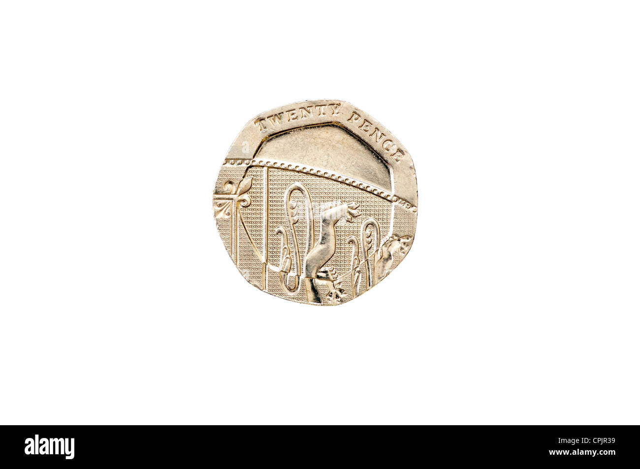 Venti Pence Coin 20p la valuta britannica Foto Stock