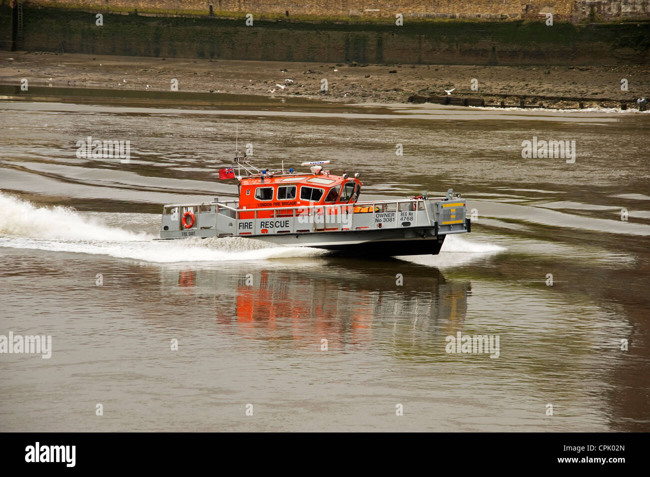 Fire la barca di salvataggio Foto Stock