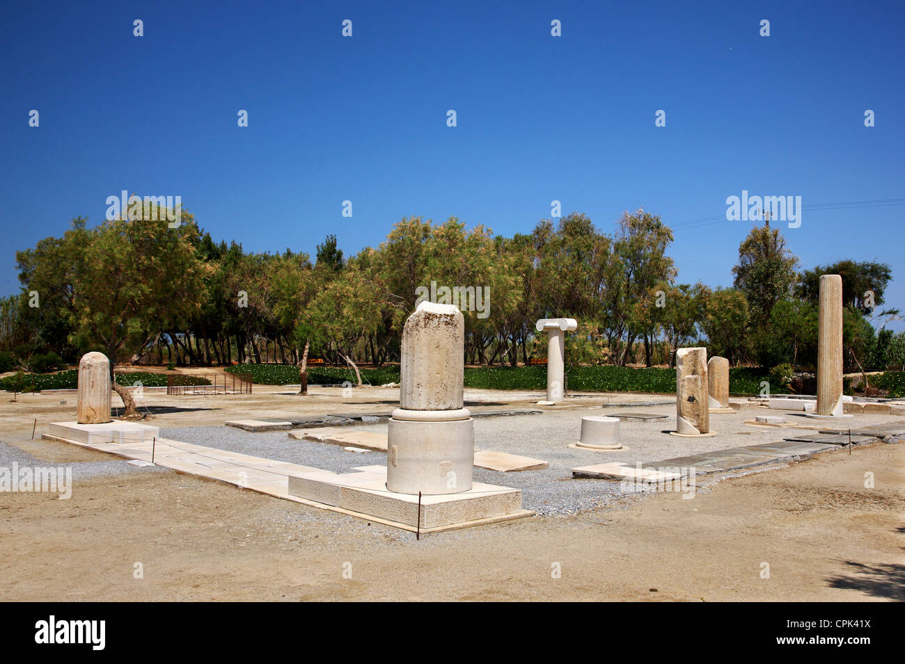 L'antico tempio di Dioniso al Iria, vicino al villaggio di Glinado, isola di Naxos, Cicladi Grecia. Foto Stock