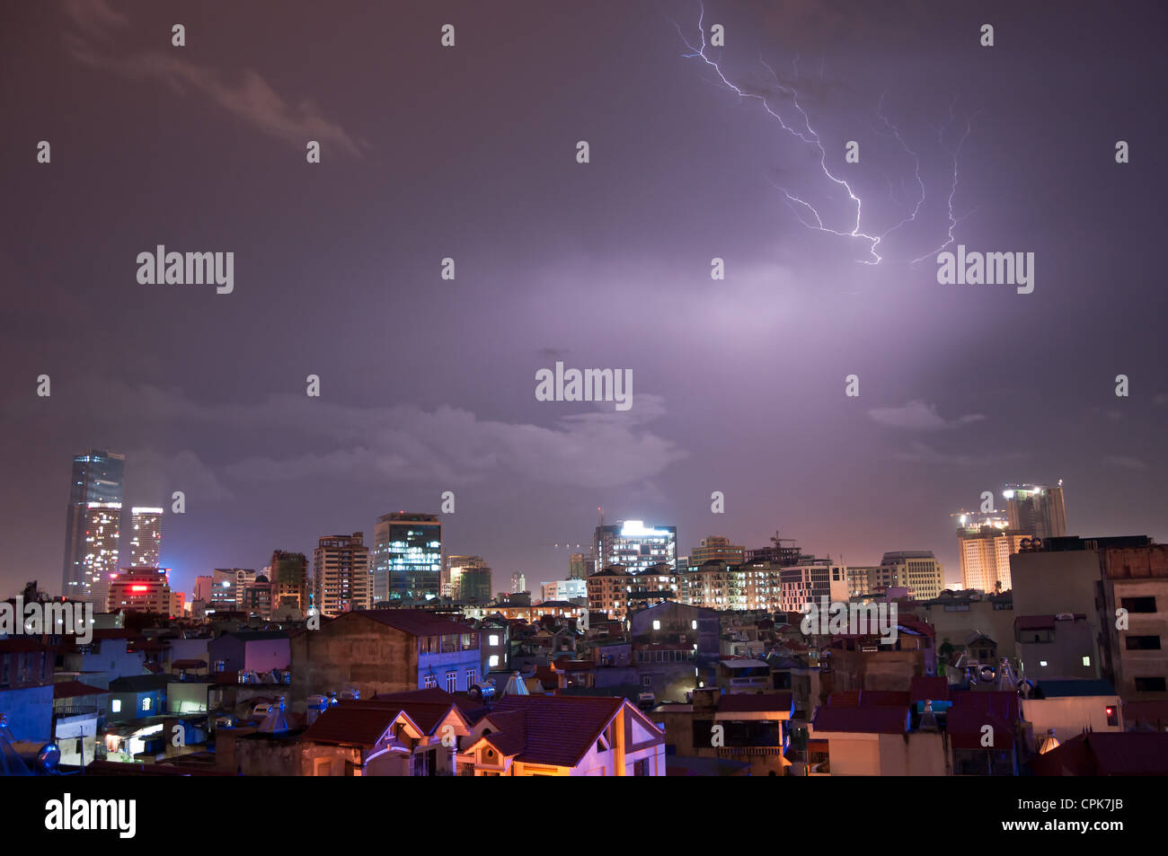 Lightning Over Hanoi Foto Stock