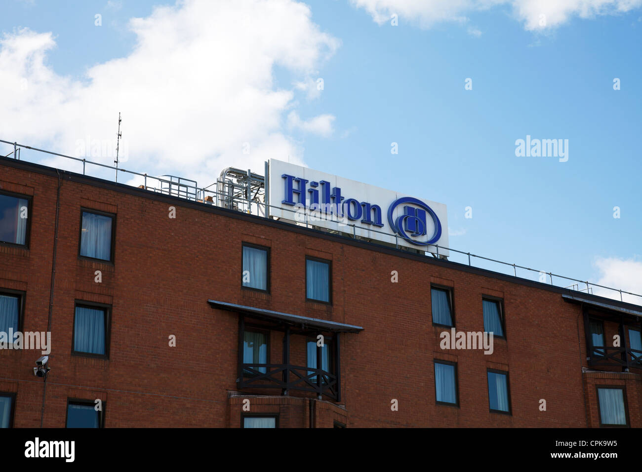Hilton Hotel a Manchester Airport segno anteriore Foto Stock