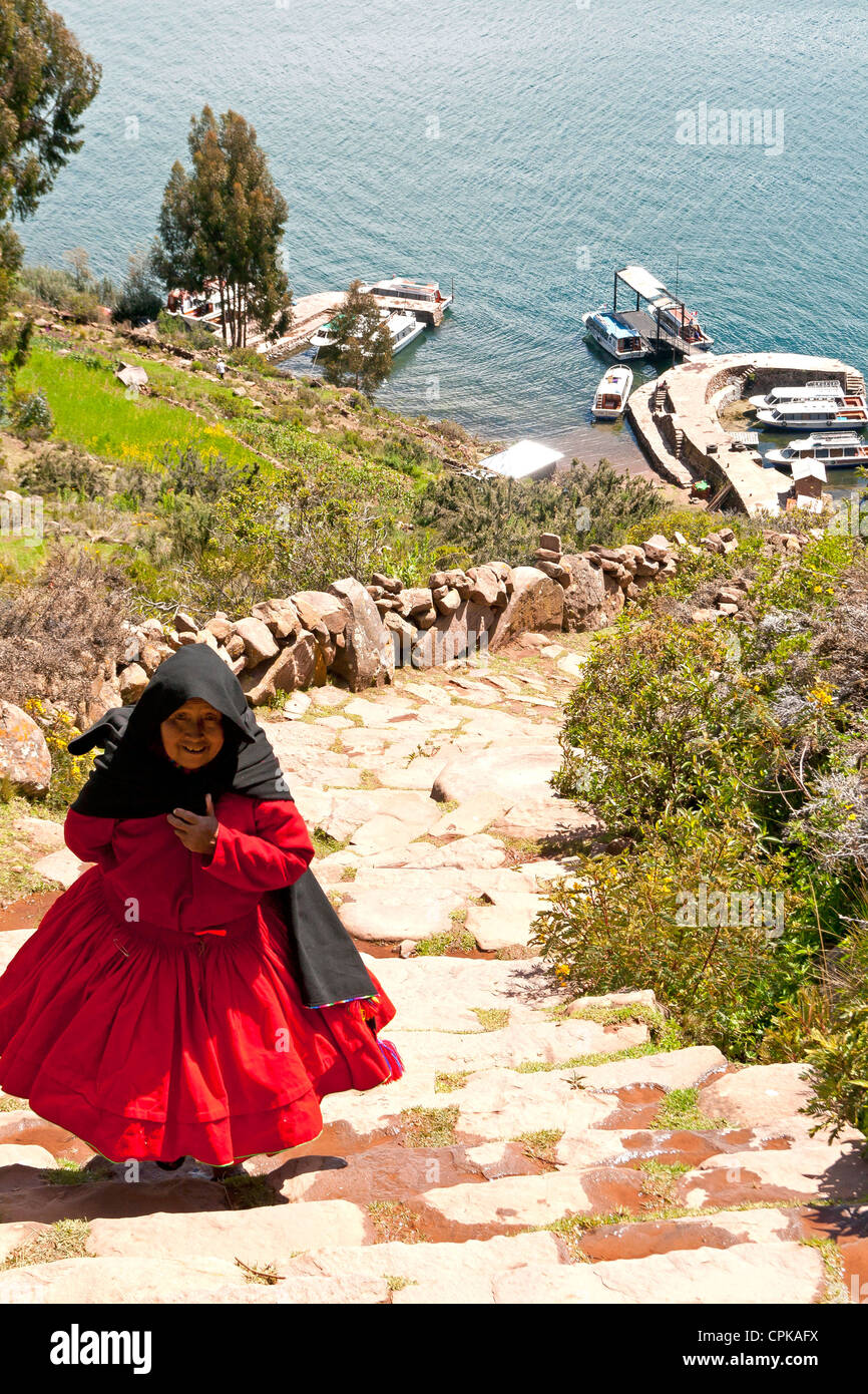 Lago Titikaka, Taquile island, Perù Foto Stock