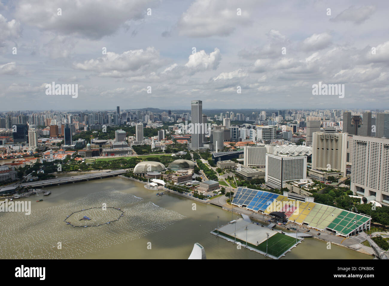Vista Aerea della Marina Bay, Singapore. Foto Stock