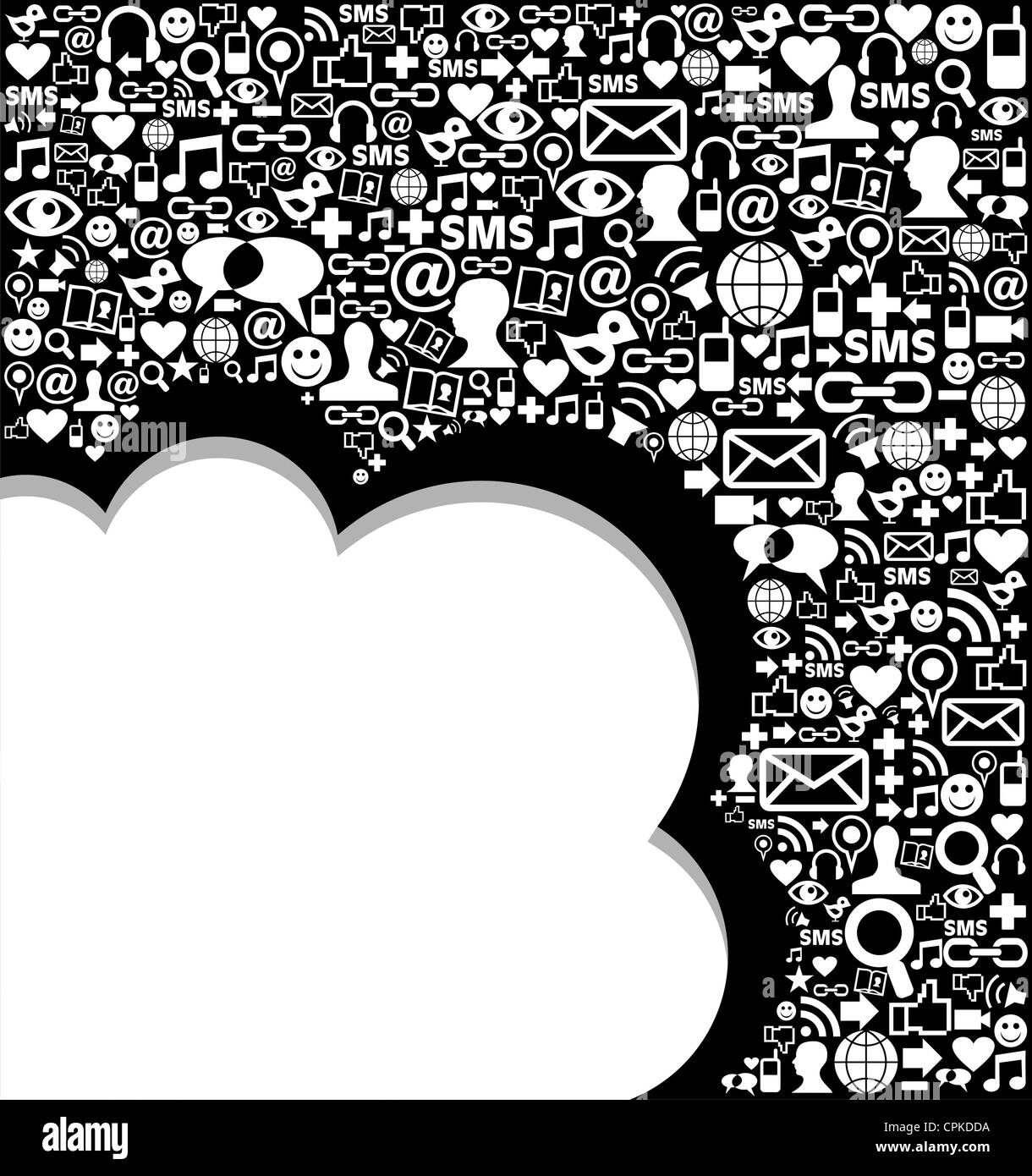 Social media set di icone a forma di onda layout. File vettoriale stratificata per una facile manipolazione e colorazione personalizzata. Foto Stock