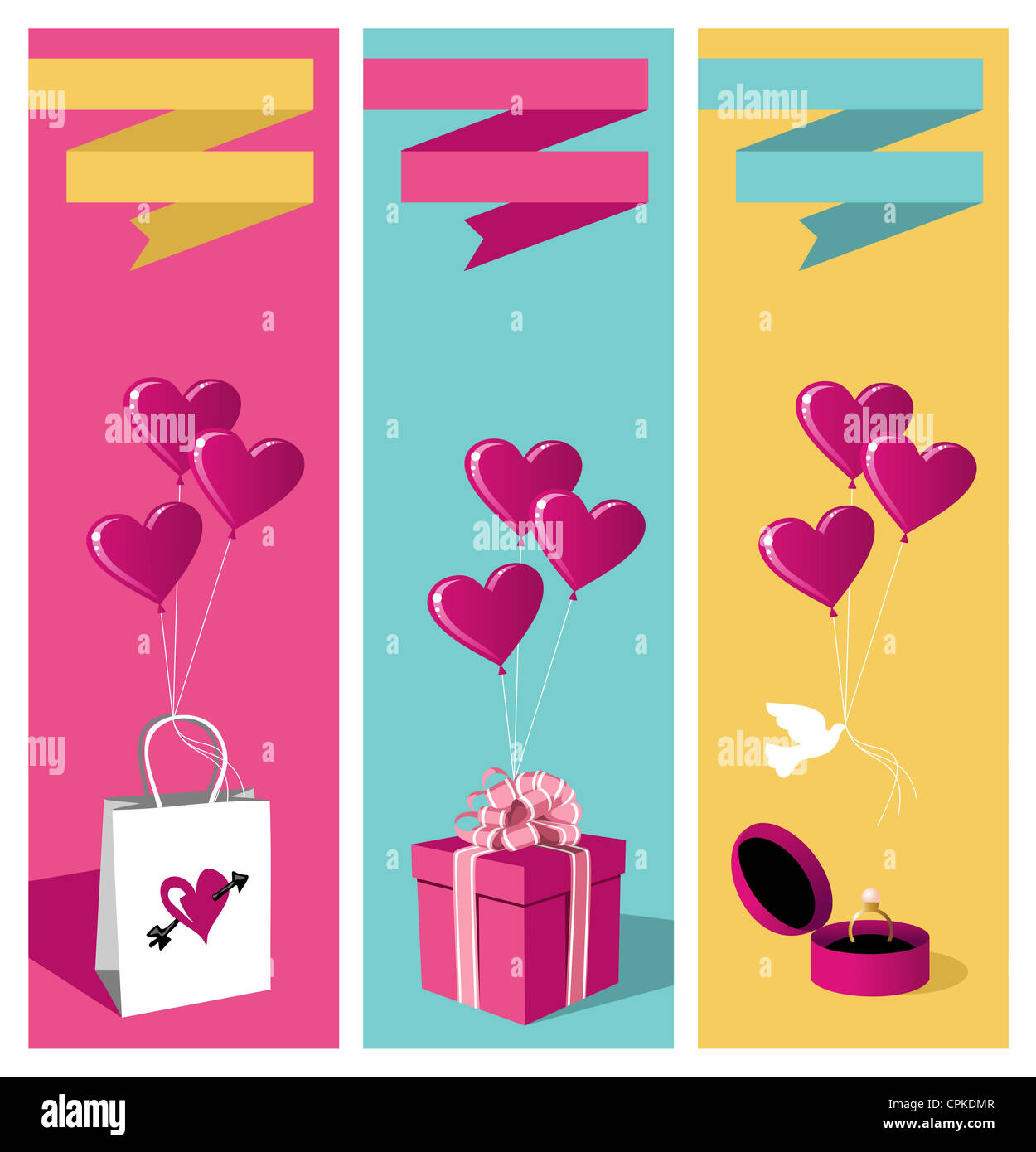 Happy lovers day greeting card vendita di sfondo impostato. File vettoriale disponibile. Foto Stock