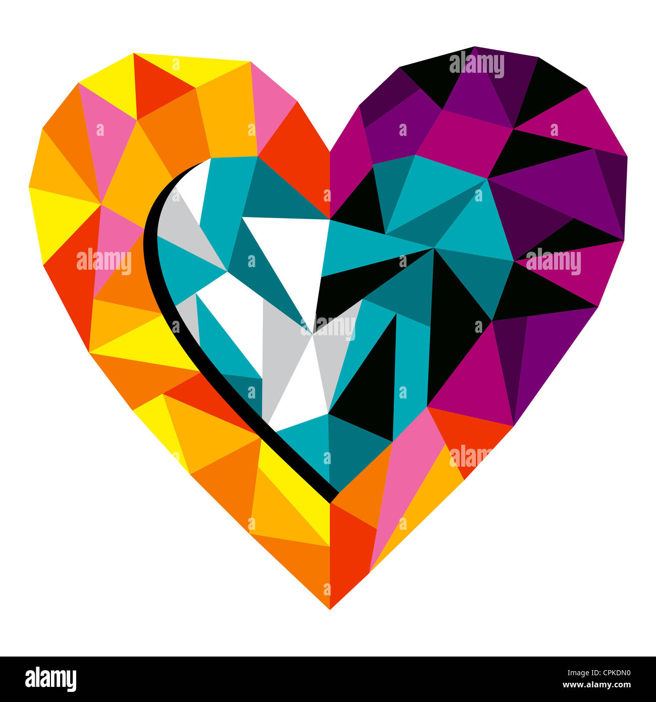 Origami Amore nel cuore per biglietto di auguri. File vettoriale disponibile. Foto Stock