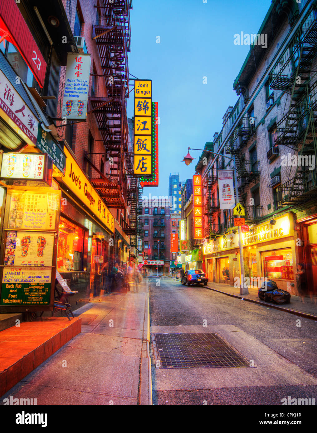 Pell Street nel quartiere di Chinatown di New York City borough di Manhattan. Foto Stock
