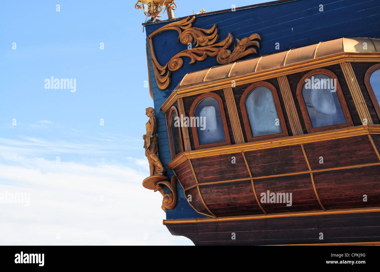 Primo piano di ornati old ship Foto Stock