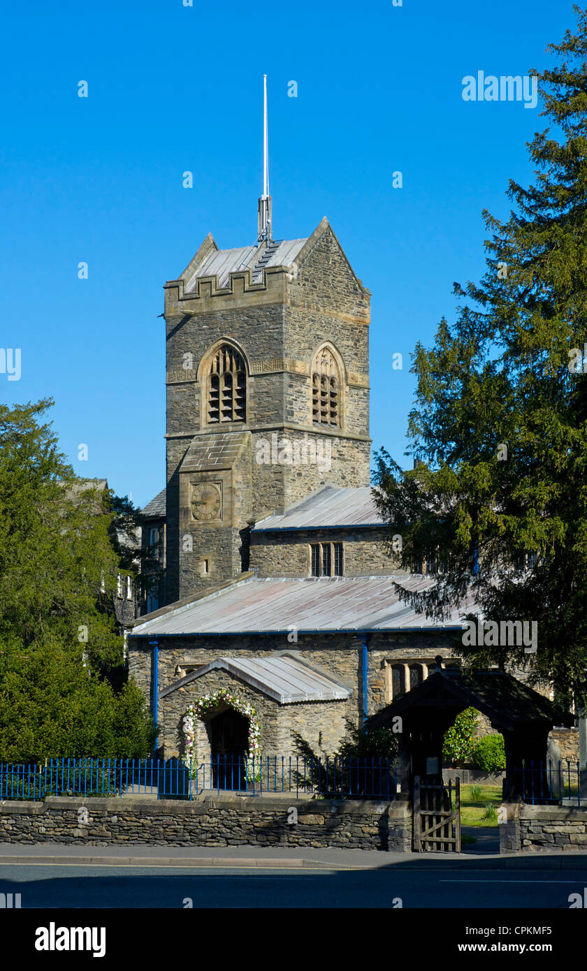 St Martin's Church, Bowness, Parco Nazionale del Distretto dei Laghi, Cumbria, Inghilterra Foto Stock