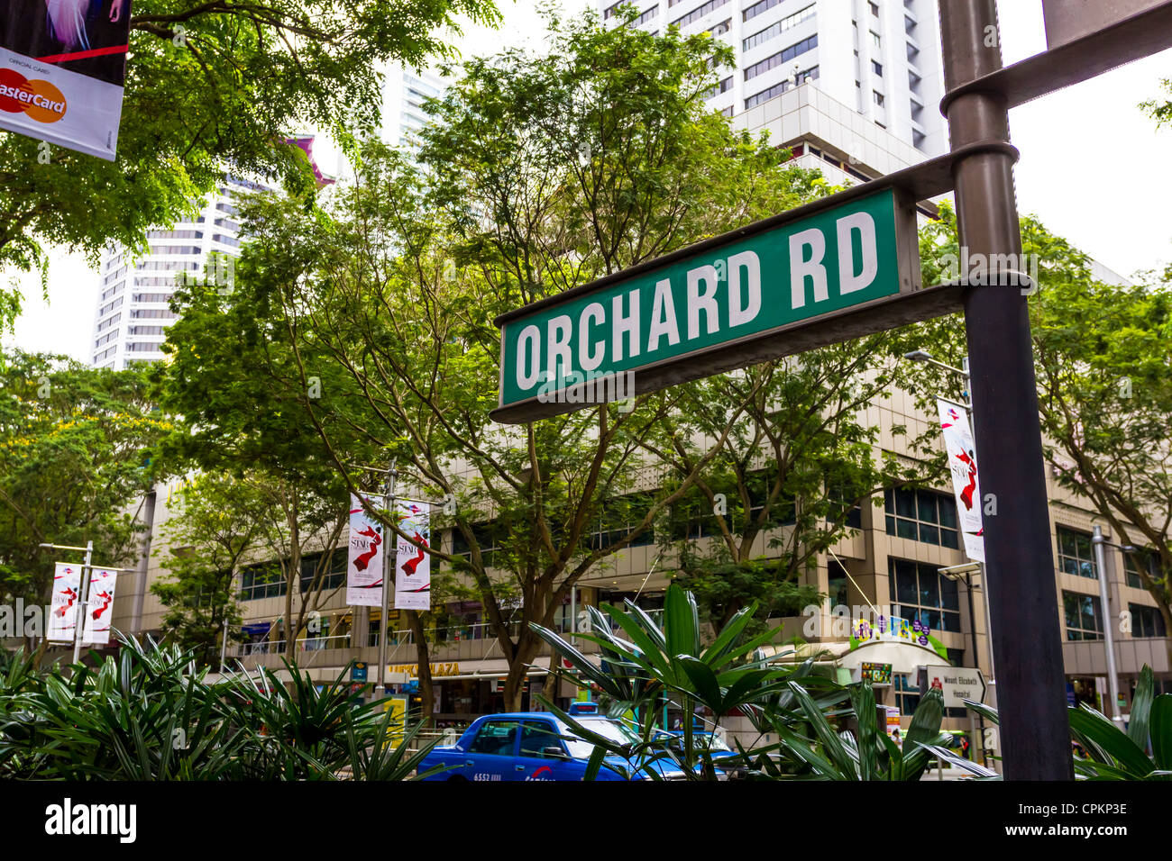 Strada segno Orchard Road Singapore Foto Stock