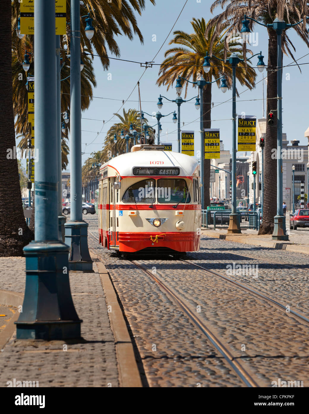 Vintage trolley bus ancora in uso da parte di San Francisco Municipal Transportation Agency Foto Stock