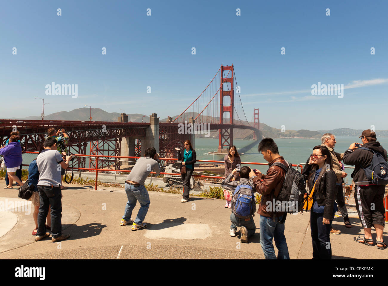 I turisti a San Francisco Golden Gate Bridge Foto Stock