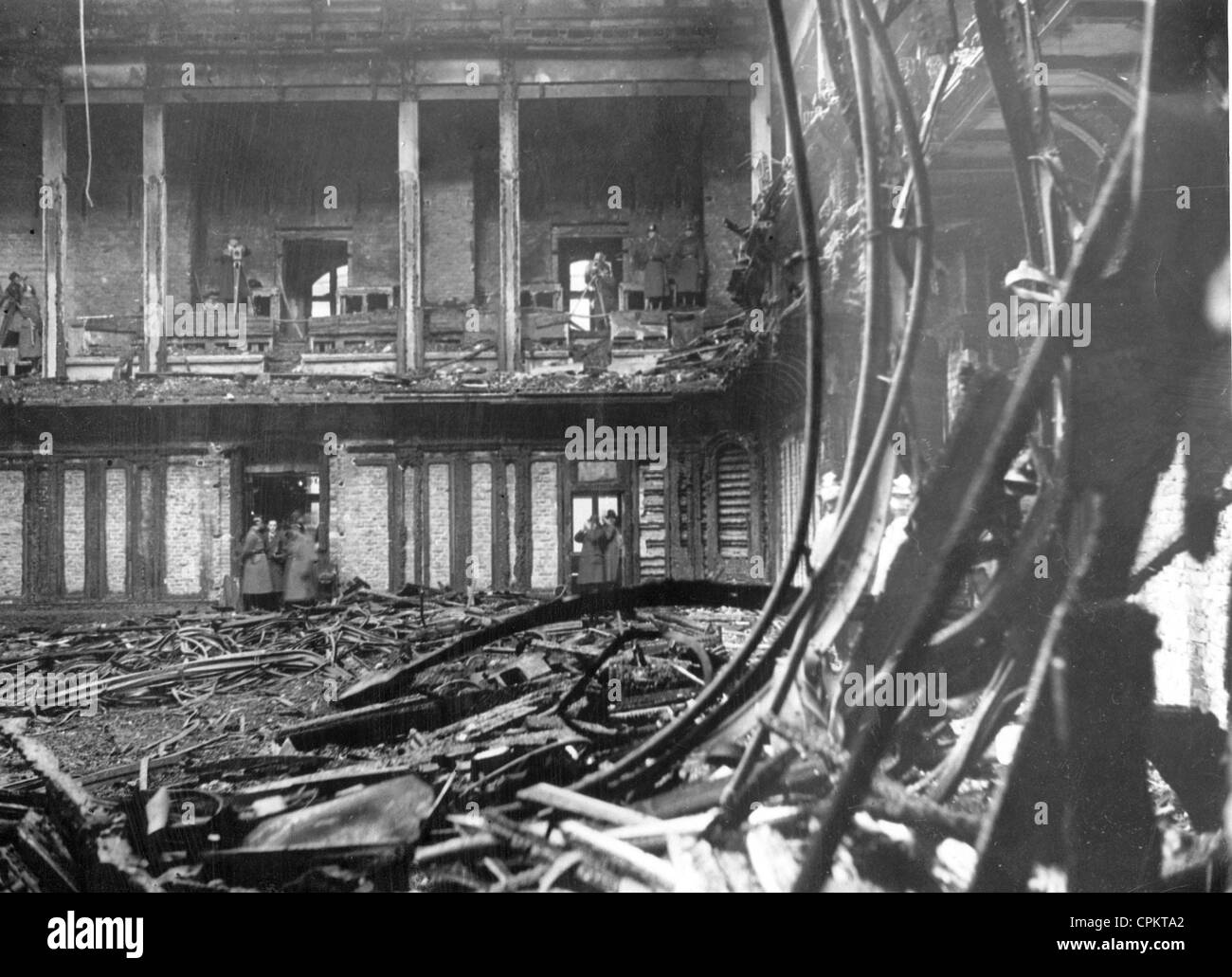 Sala plenaria dopo l'incendio del Reichstag, 1933 Foto Stock