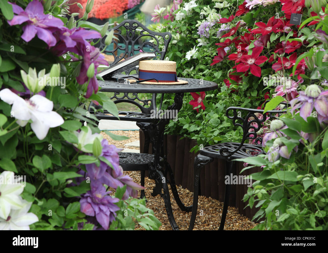 La clematide bower, grande padiglione, il Chelsea Flower Show 2012 Foto Stock