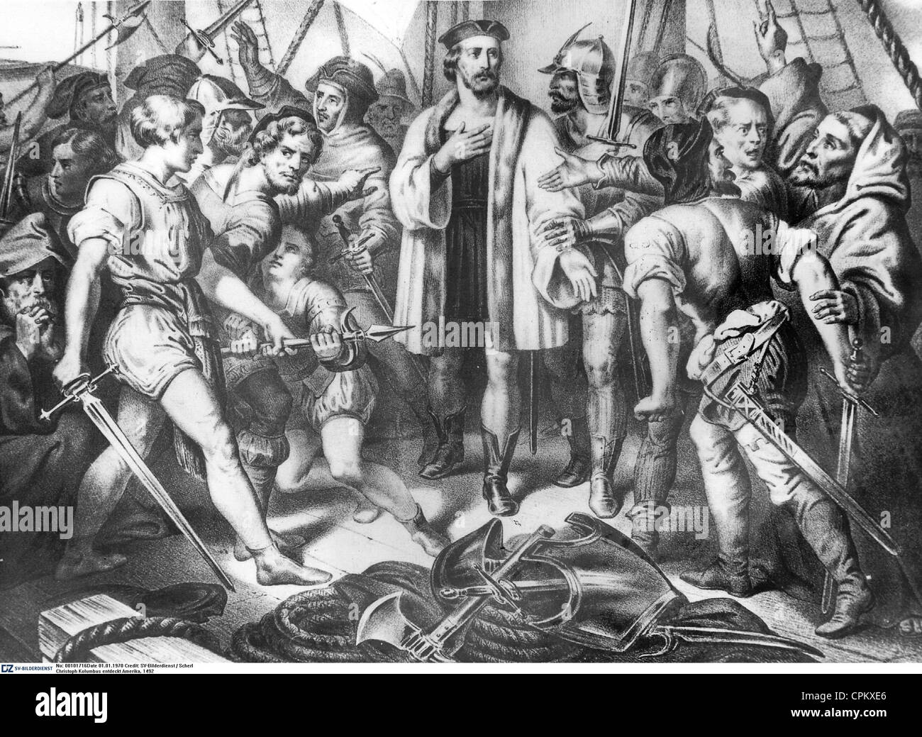 Cristoforo Colombo scopre l'America, 1492 Foto Stock