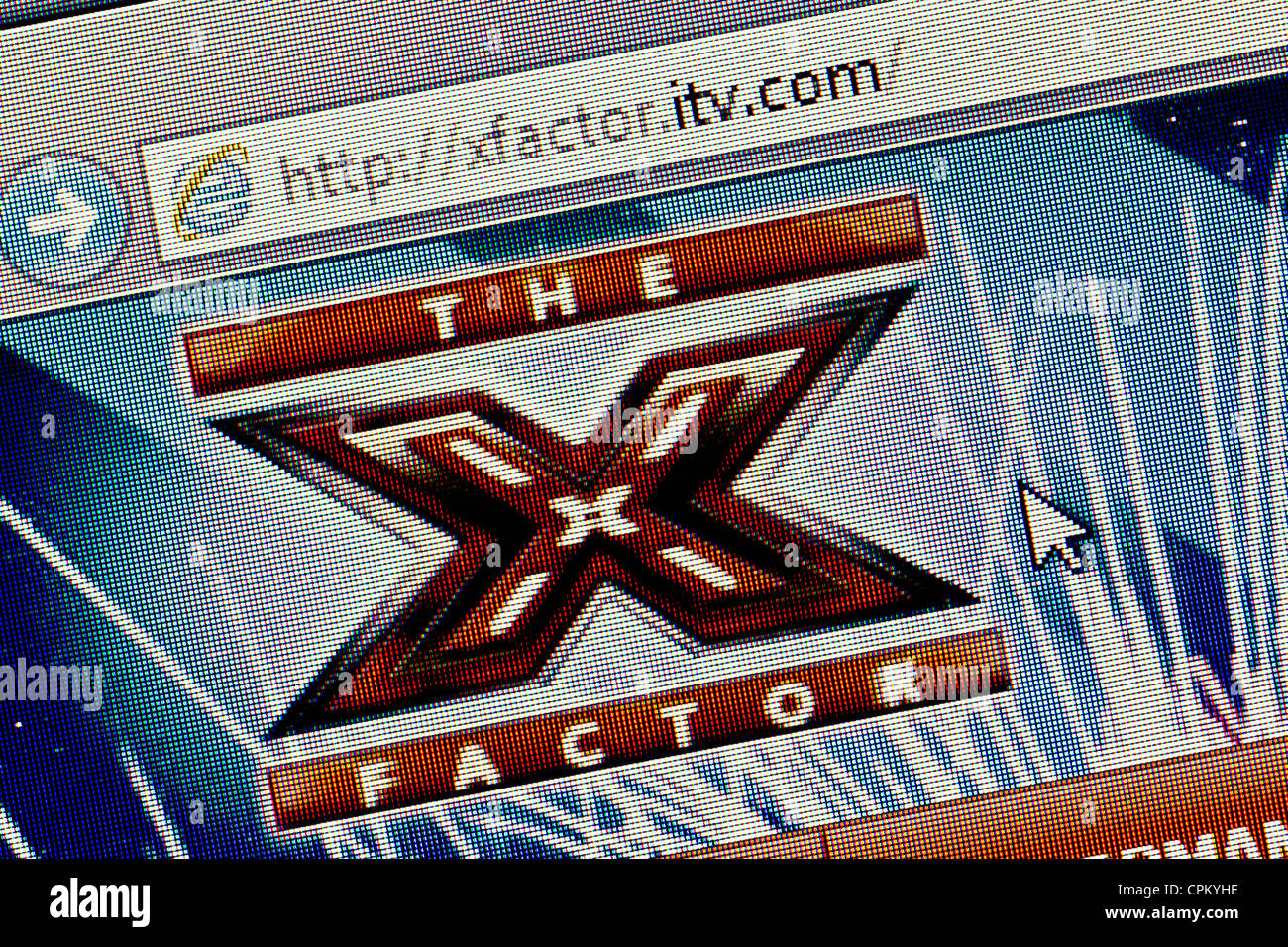 Logo XFactor e sito web close up Foto Stock