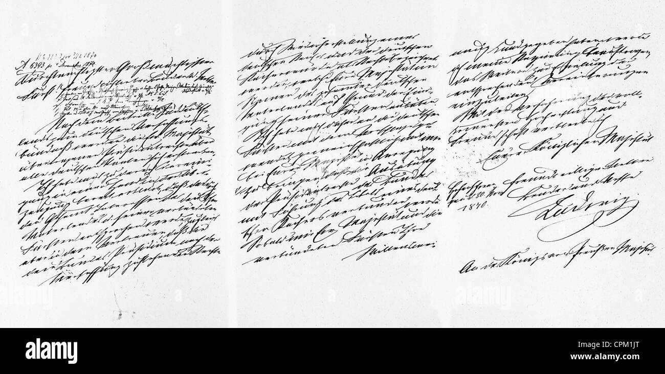 Il 'Kaiserbrief' del Re Ludwig II, 1870 Foto Stock