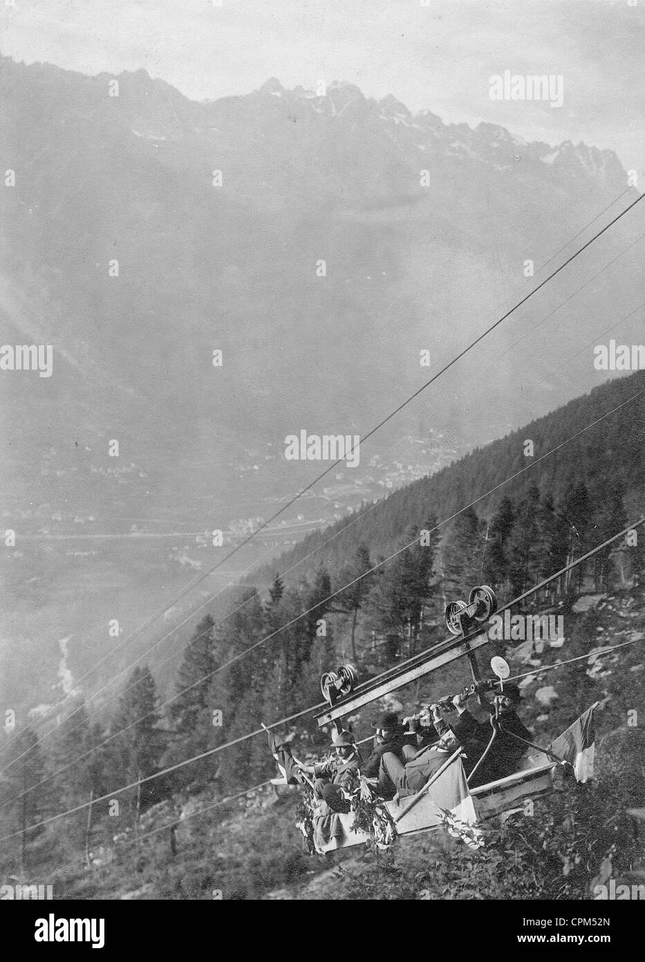 Ferroviaria di sospensione sul Mont Blanc, 1912 Foto Stock