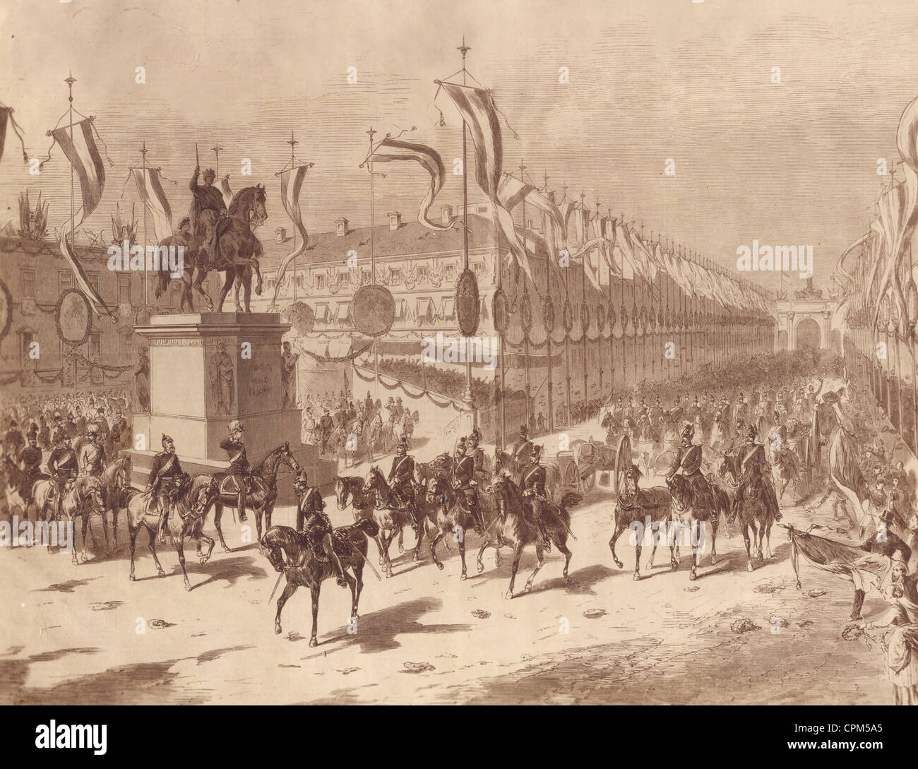 Il ritorno di truppe bavaresi dopo la guerra franco-prussiana, 1871 Foto Stock
