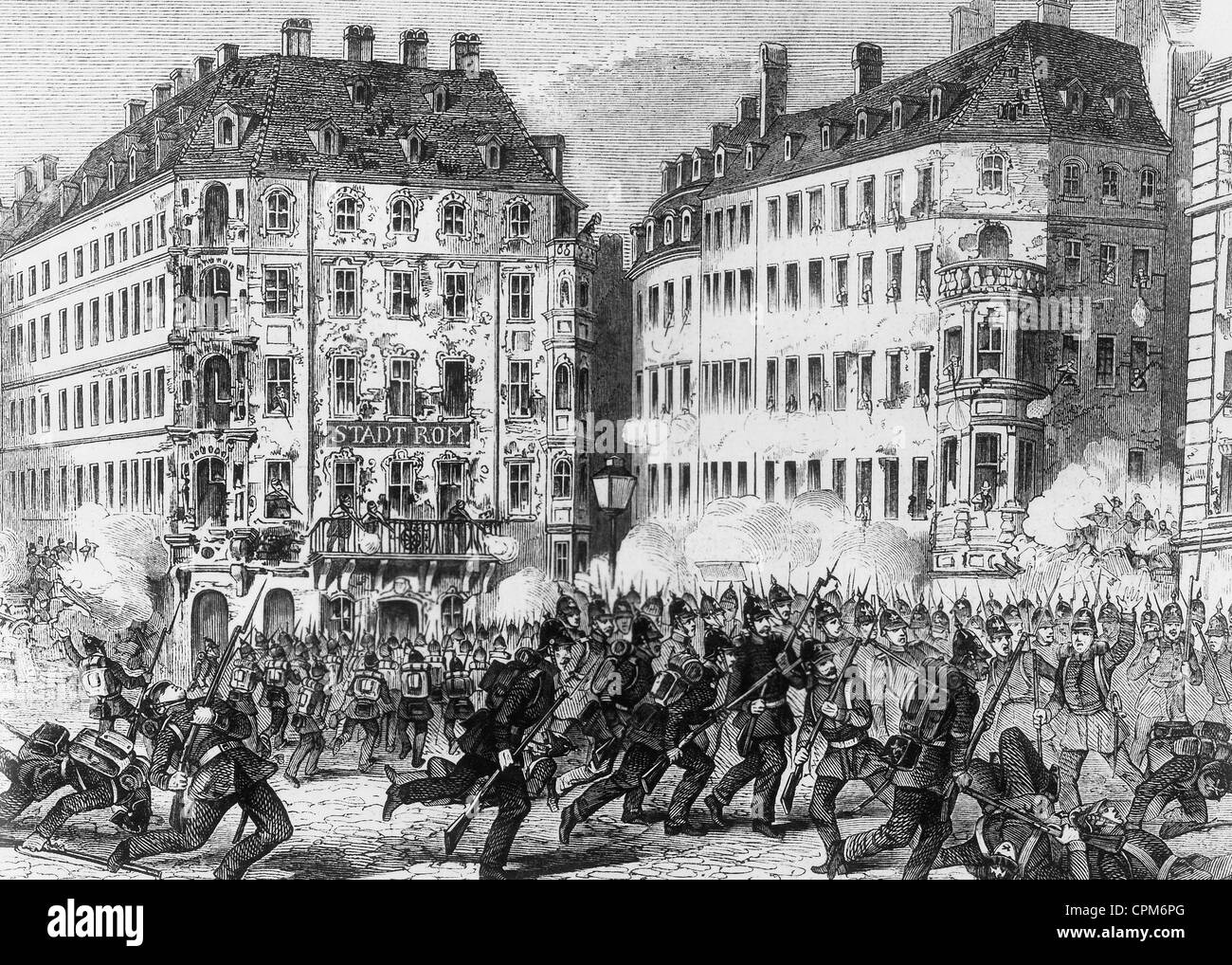 1849 rivoluzione in Dresden Foto Stock