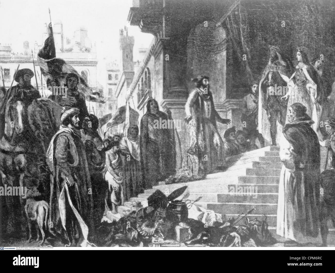 Il ritorno di Cristoforo Colombo, 1493 Foto Stock