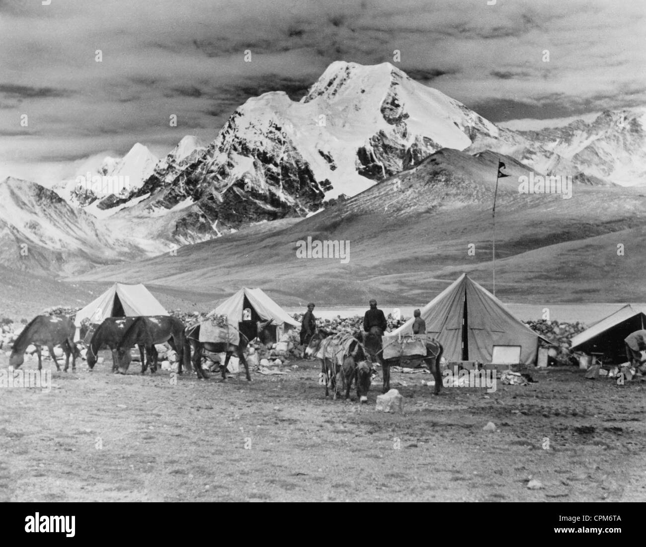 Tende di Ernst Schaefer spedizione in Tibet, 1938 Foto Stock