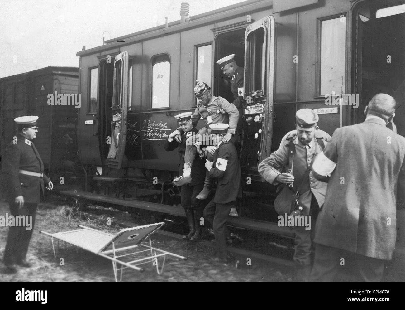 Trasporto in ambulanza durante la Prima Guerra Mondiale, 1914 Foto Stock