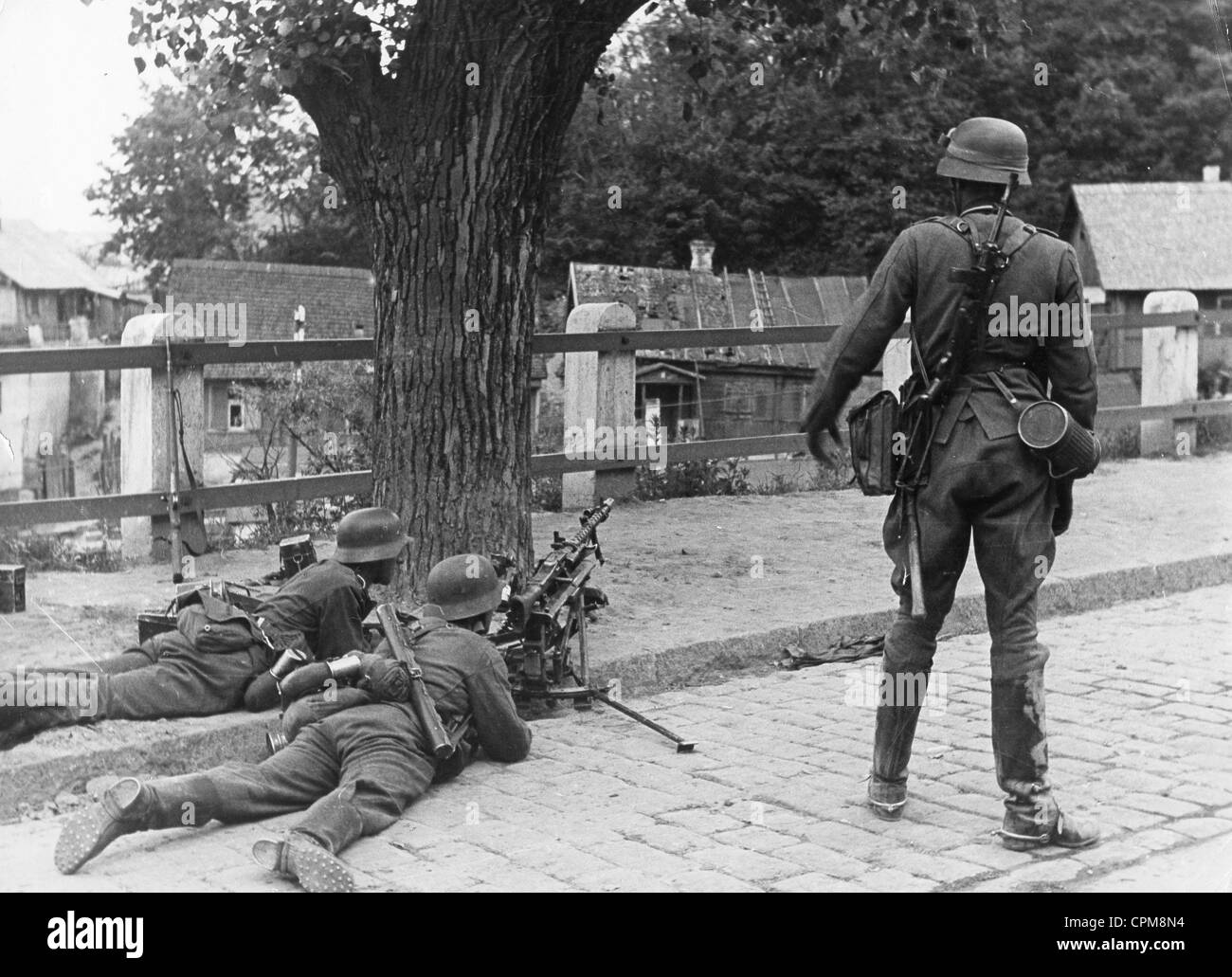 I soldati tedeschi in Belgio, 1940 Foto Stock
