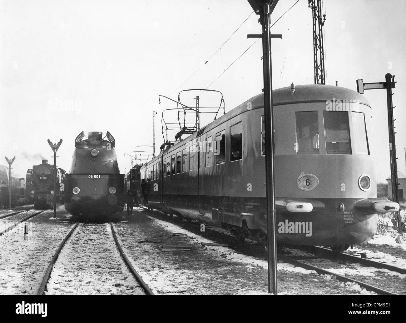 Locomotori e treni al centenario della Reichsbahn a Norimberga, 1935 Foto Stock
