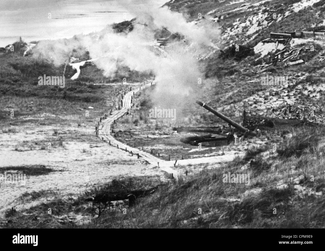 Batteria tedesca a Atlantic Wall, 1942 Foto Stock