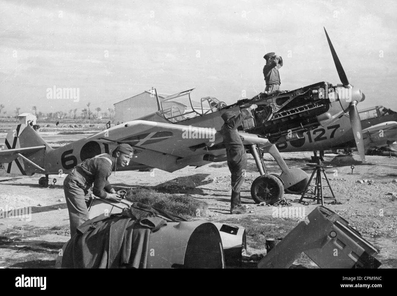 Aerei da combattimento Messerschmitt Me 109 del tedesco della Legione Condor in Spagna, 1939 Foto Stock