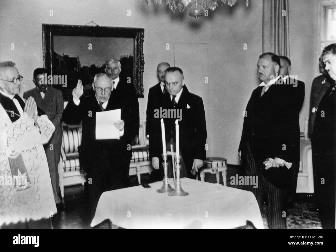 Vladimir Macek al giuramento al Primo Ministro, 1939 Foto Stock
