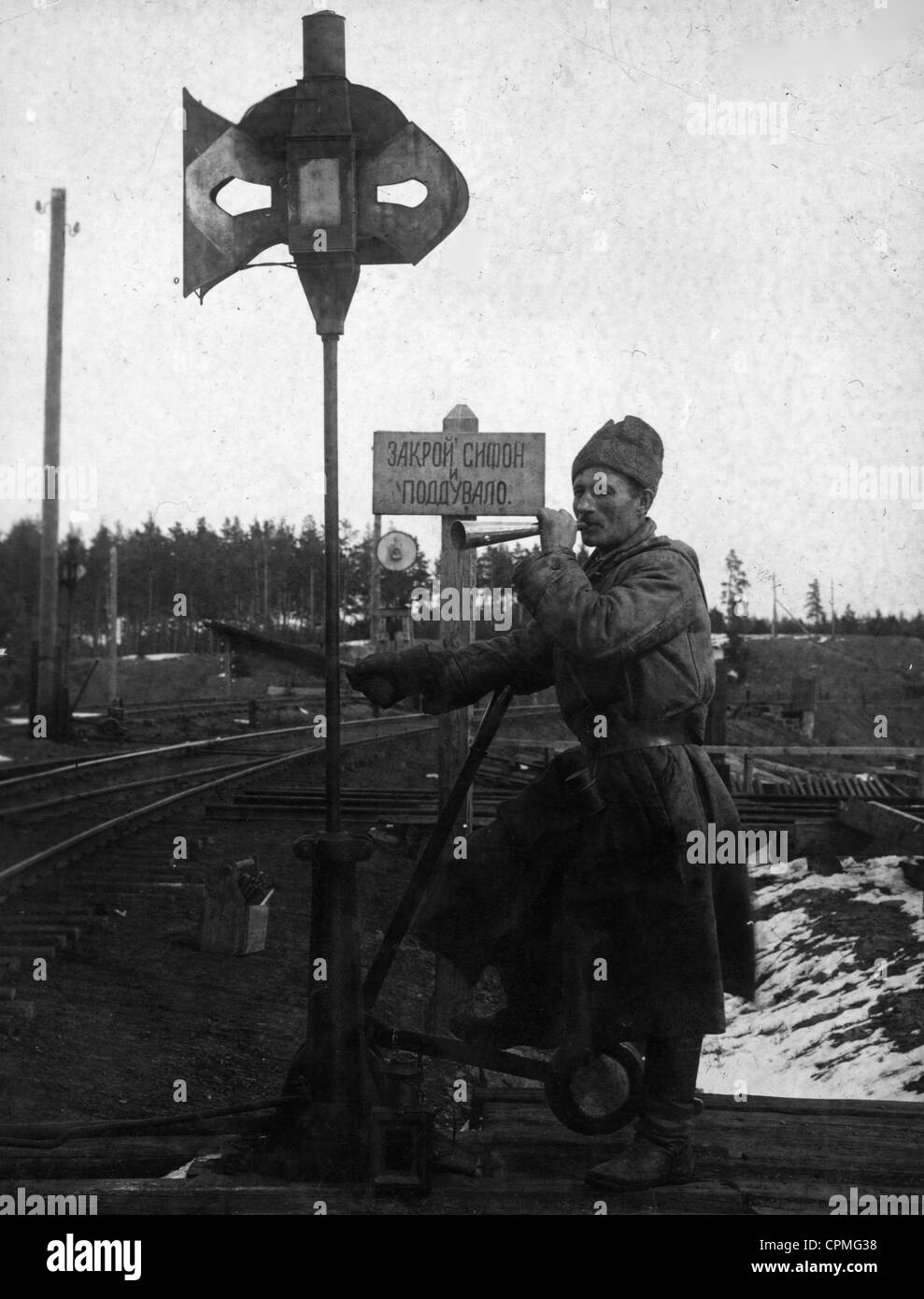 Switchman a Trans-Siberian ferroviarie, 1929 Foto Stock