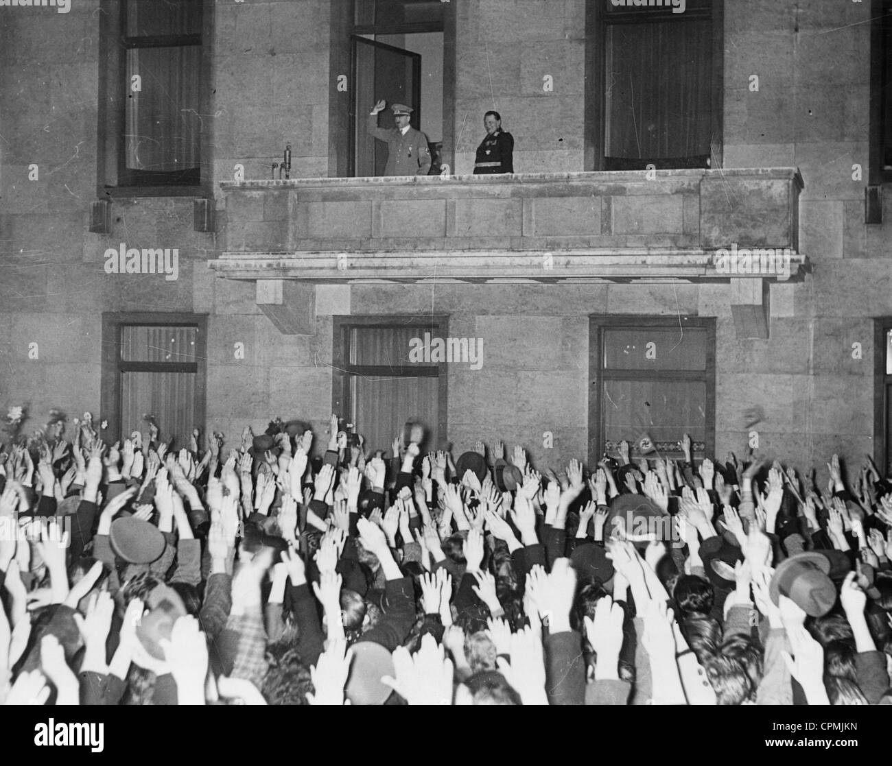 Adolf Hitler e Hermann Goering sul balcone della Cancelleria del Reich, 1938 Foto Stock