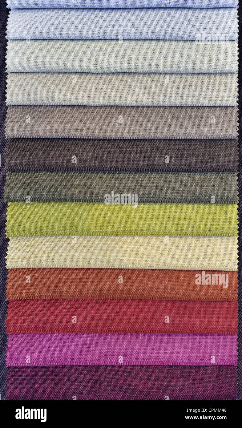 Swatch colorati cortina di campioni di tessuto Foto Stock