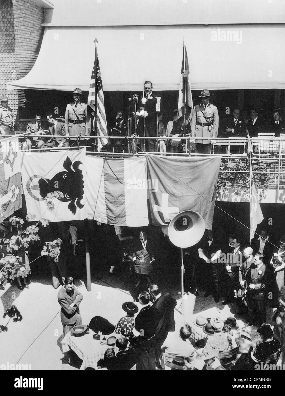 Viktor Nef alla cerimonia di inaugurazione del Padiglione svizzero per la fiera mondiale di New York, 1939 Foto Stock