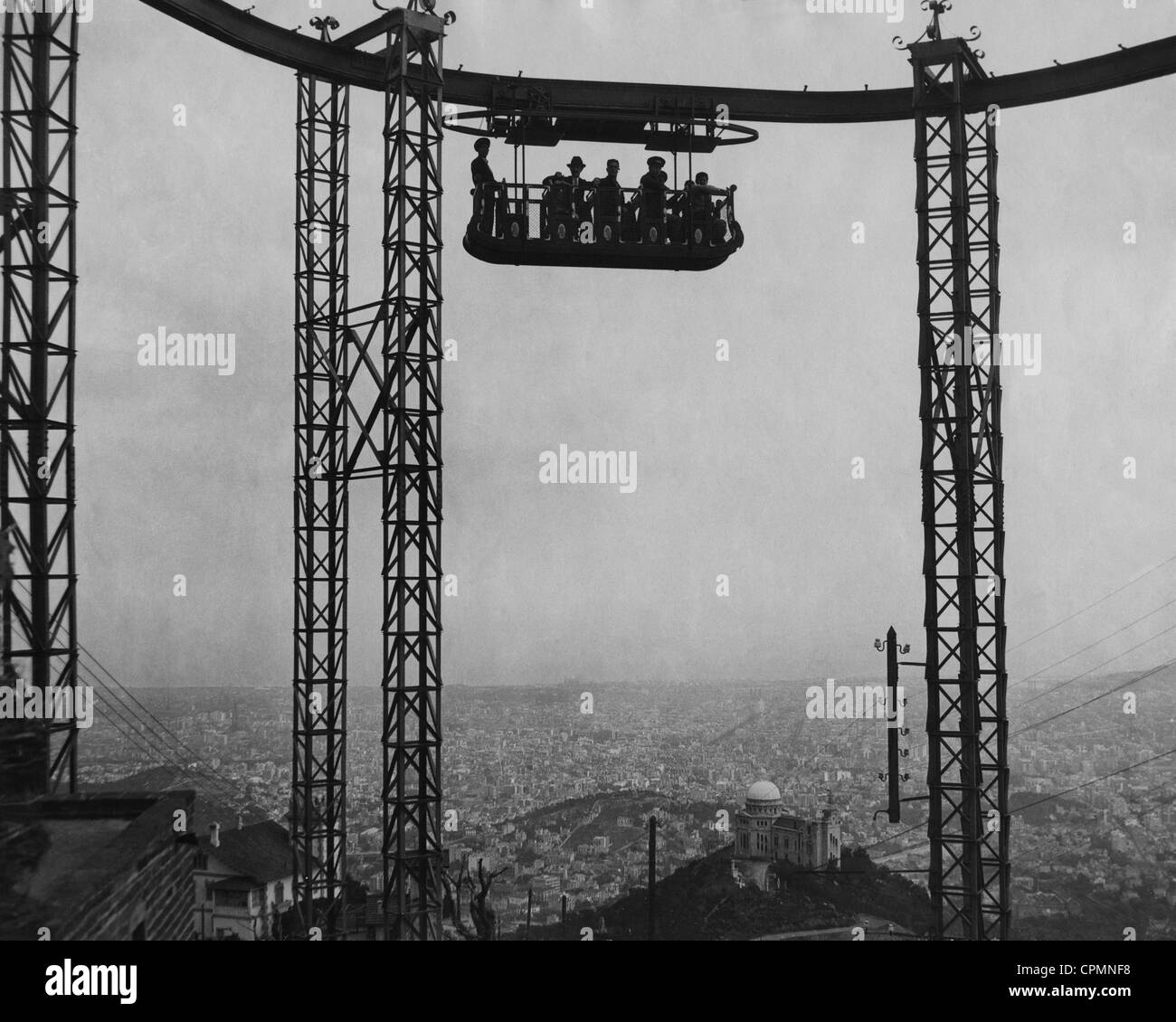 Linee aeree ferroviarie su Barcellona, 1929 Foto Stock