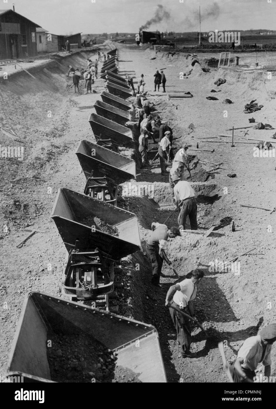 Costruzione del Reich autostrada, 1934 Foto Stock