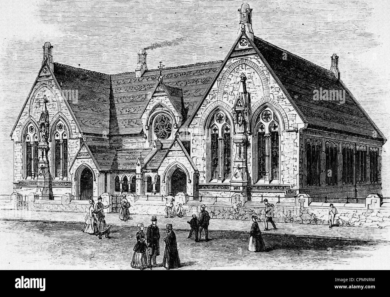 ST MARY'S scuola parrocchiale, LEICESTER, 1869 Foto Stock