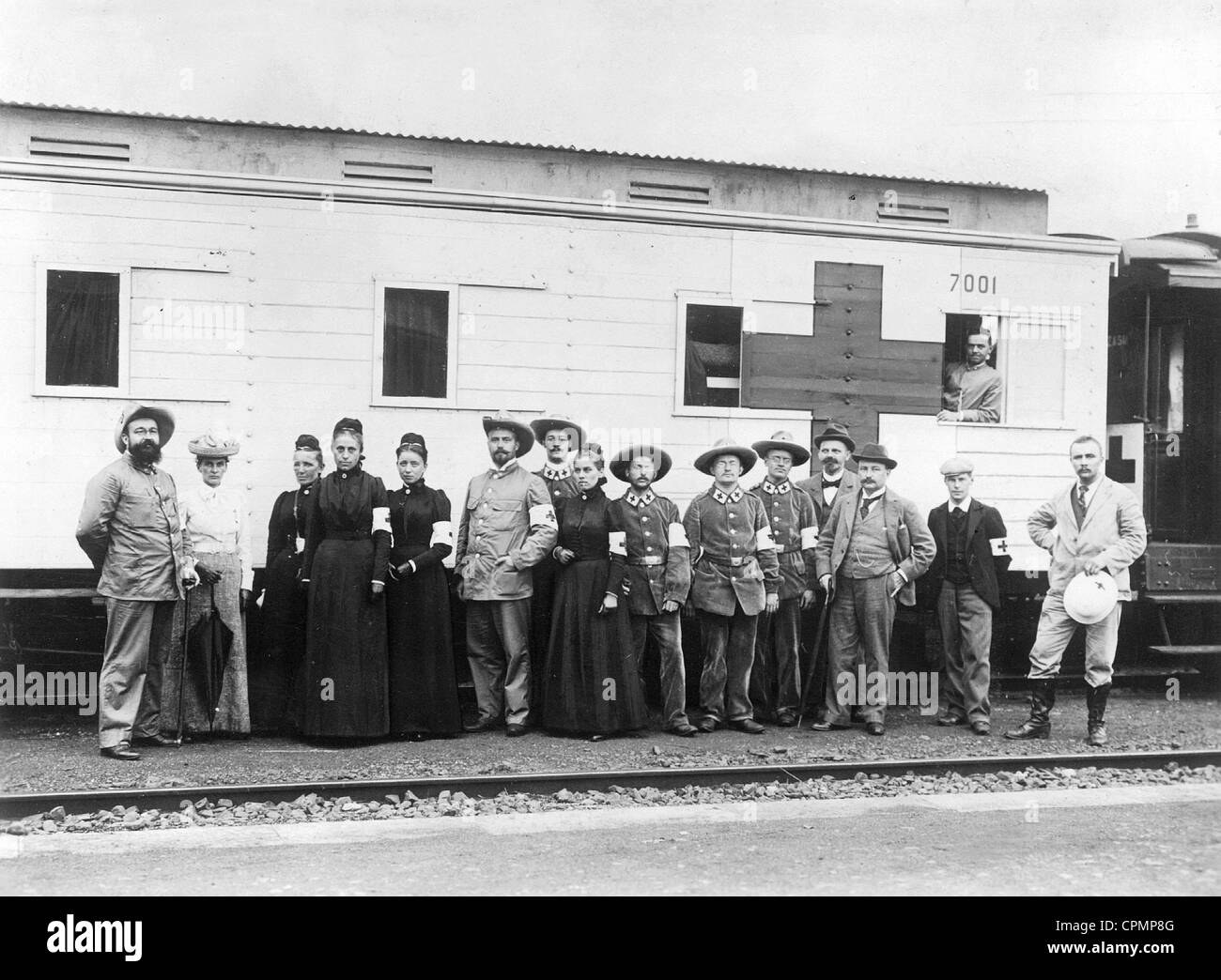 Spedizione di sfiato della Croce Rossa tedesca durante la Guerra Boera nel Transvaal, 1899 Foto Stock