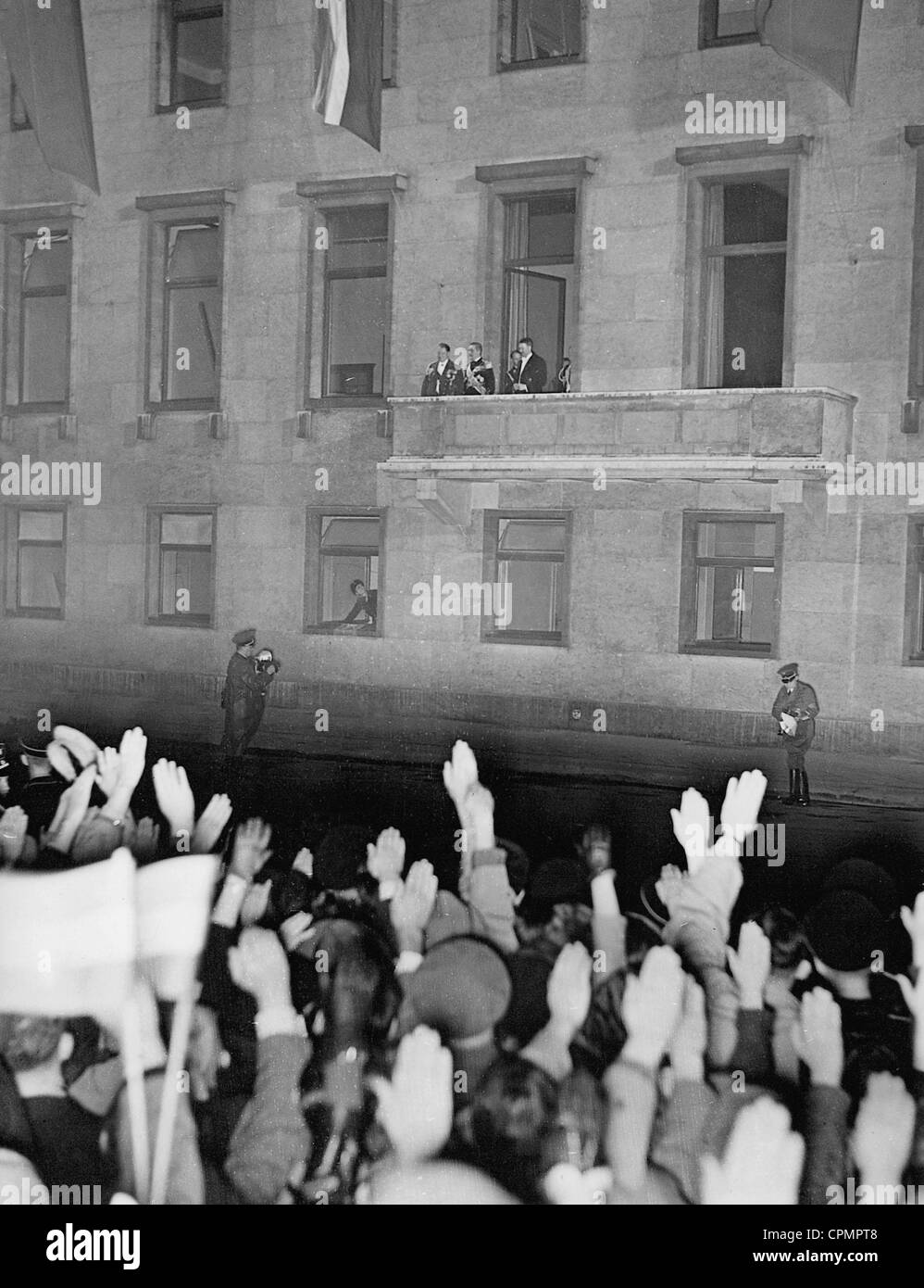 Miklos Horthy con Hermann Goering e Adolf Hitler, 1938 Foto Stock