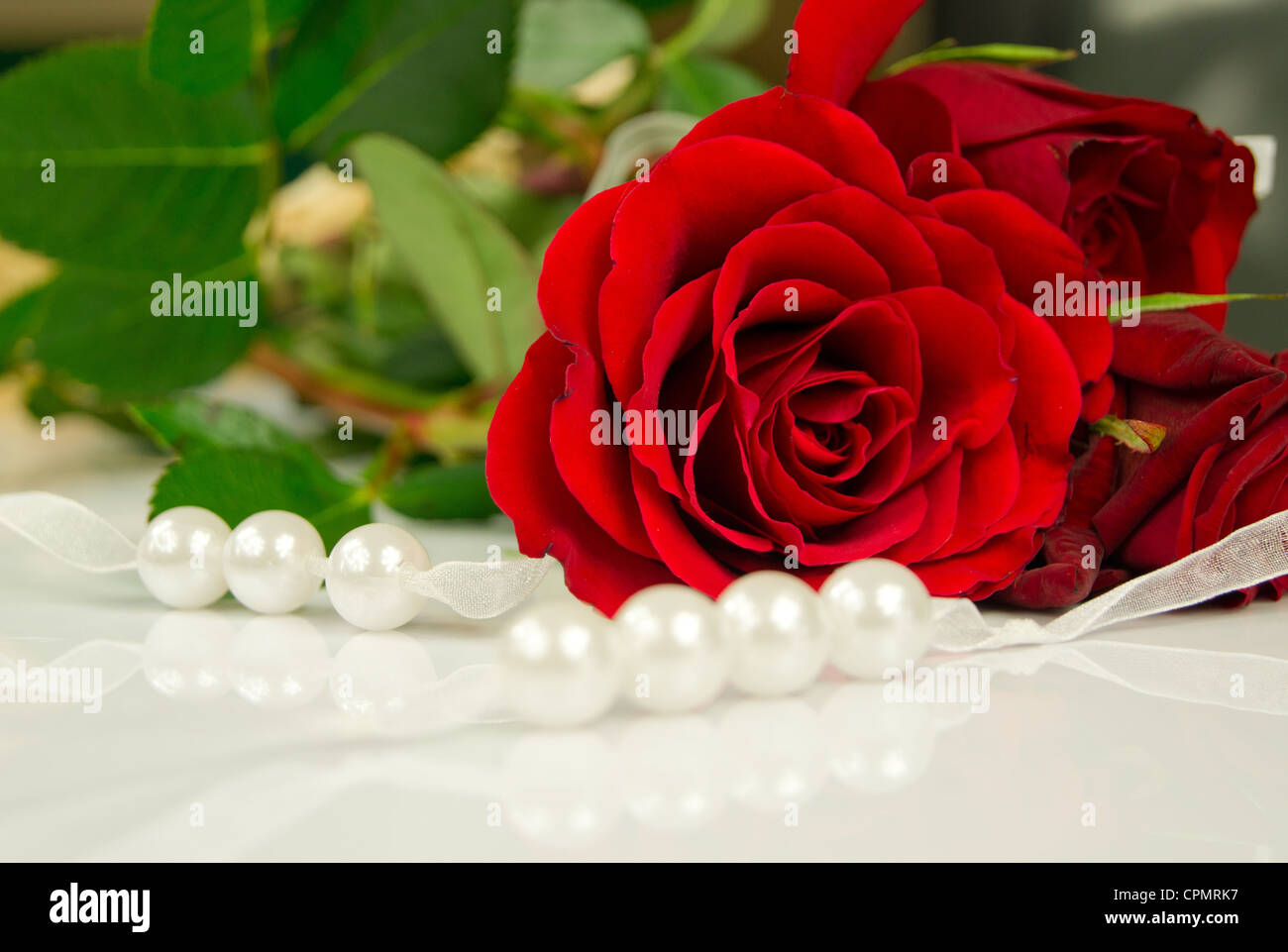 Rose e perle. Bellezza tradizionale composizione di san valentino Foto  stock - Alamy