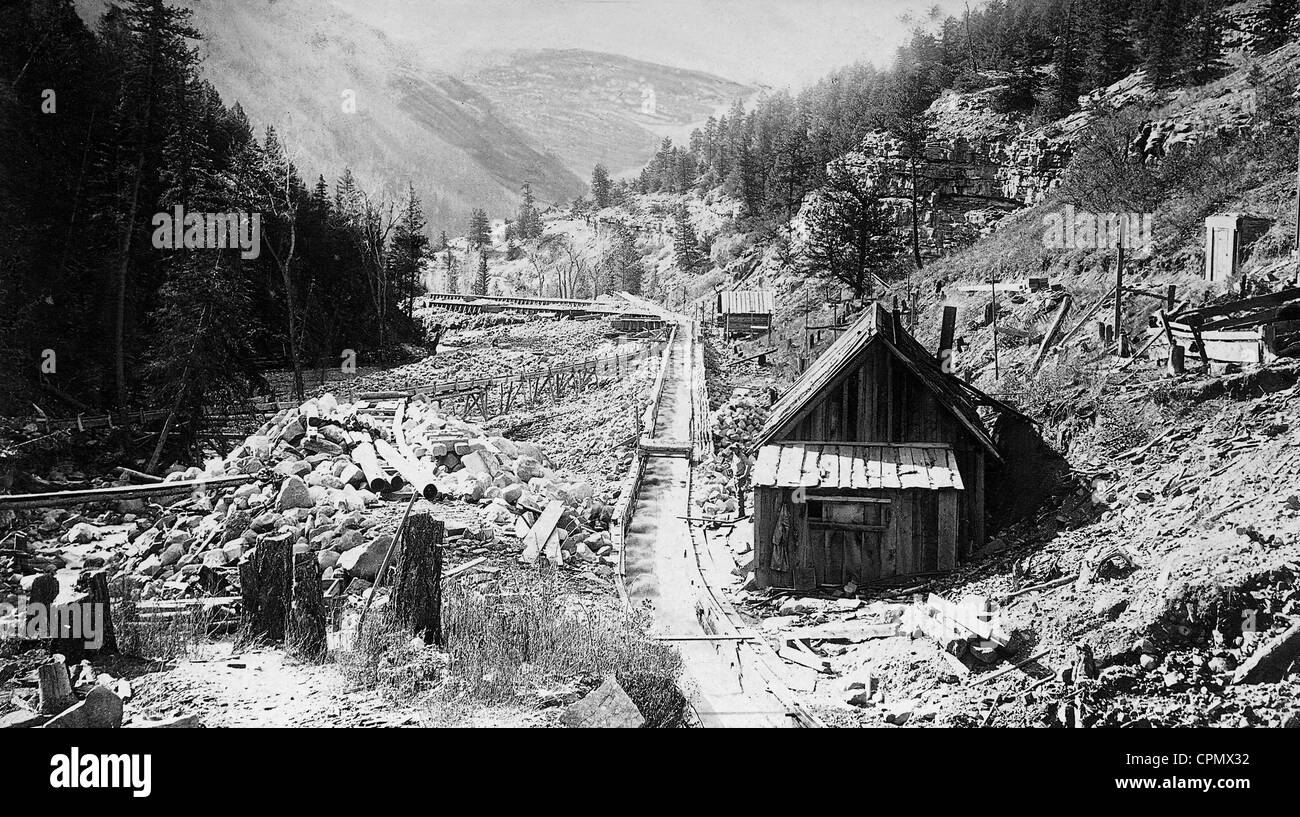 Oro stazione di panning in Colorado, 1903 Foto Stock