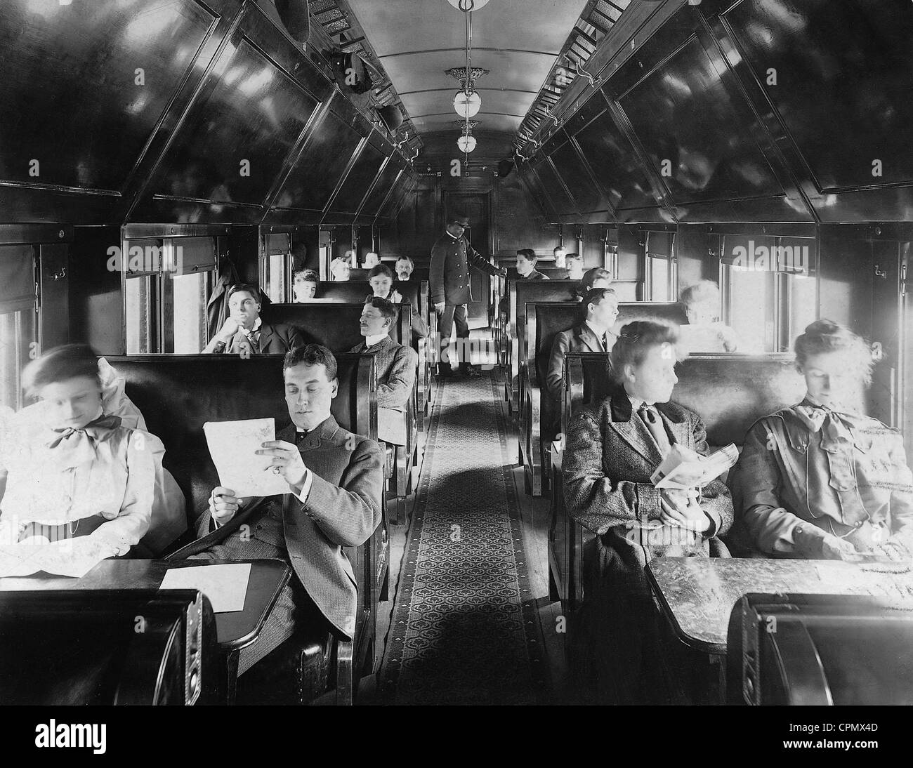 I passeggeri ferroviari in Canada, 1906 Foto Stock