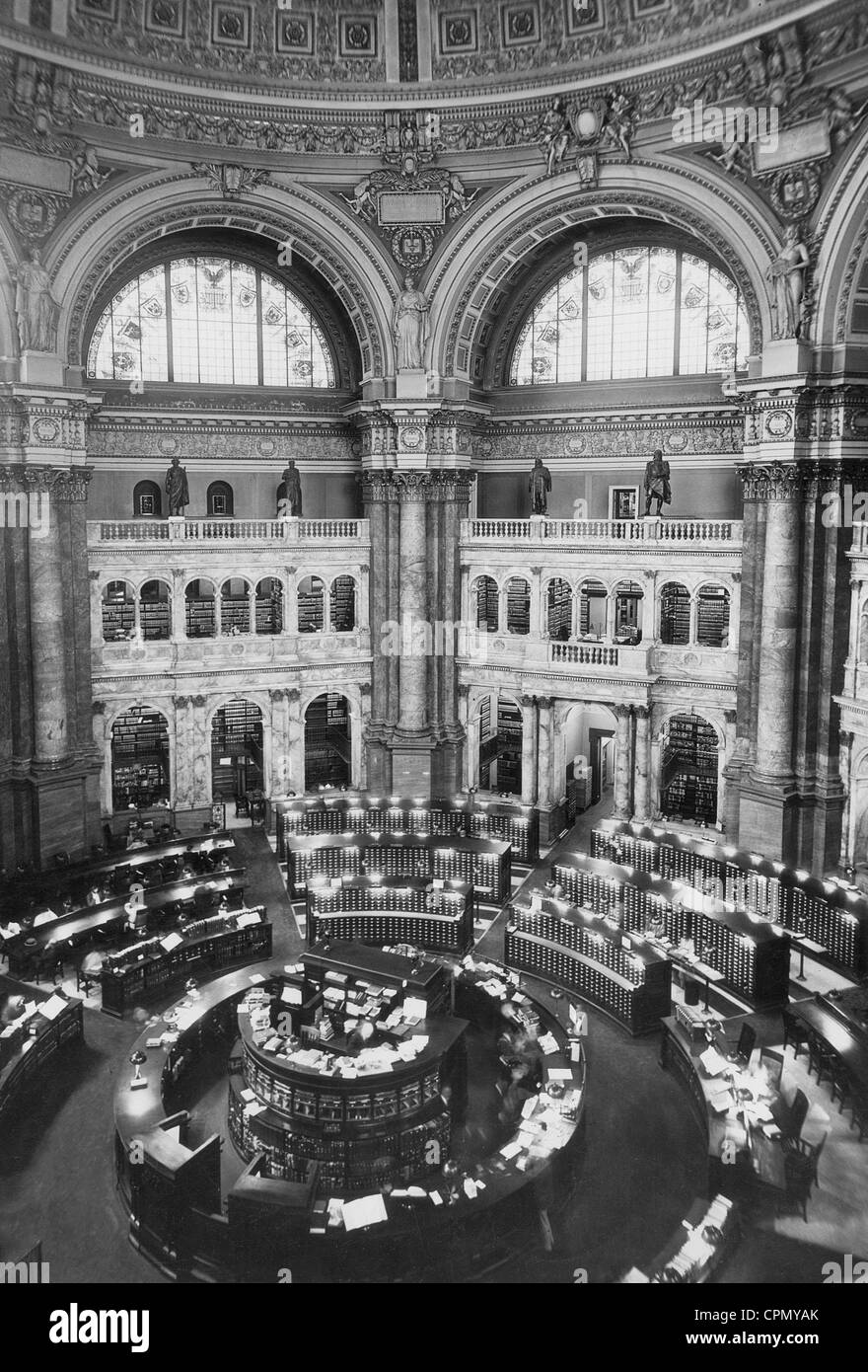 Sala di lettura della Biblioteca del Congresso a Washington, 1930 Foto Stock